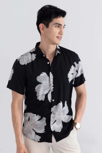 Snitch Men Printed Casual Black Shirt