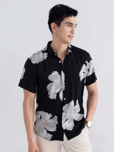 Snitch Men Floral Print Casual Black Shirt - Image 6