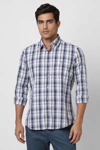 VAN HEUSEN Men Checkered Casual White Shirt