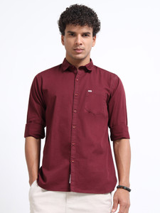 U.S. Pitchers Men Solid Casual Maroon Shirt