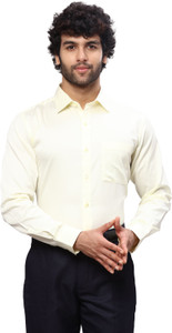 Raymond Men Solid Formal Yellow Shirt
