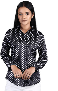 BOWRAIN Women Printed Casual Black Shirt