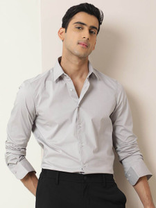 RARE RABBIT Men Solid Casual Grey Shirt