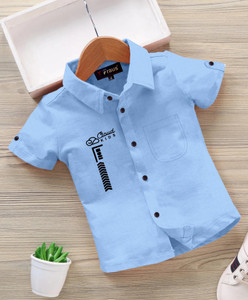 FRAUS Boys Graphic Print Casual Light Blue Shirt