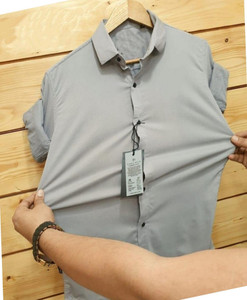 RYOKA CREATION Men Solid Casual Grey Shirt