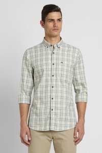 PETER ENGLAND Men Checkered Casual Green Shirt