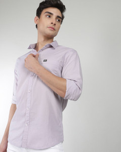 The Indian Garage Co. Men Solid Casual Purple Shirt