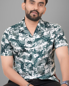 METRONAUT Men Printed Casual Green Shirt