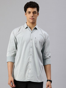 Majestic Man Men Washed Casual Grey Shirt