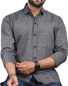 METRONAUT Men Solid Casual Grey Shirt