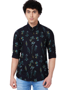 Spykar Men Printed Casual Black, Dark Blue, Yellow Shirt