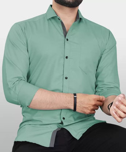FUBAR Men Solid Formal Light Green Shirt