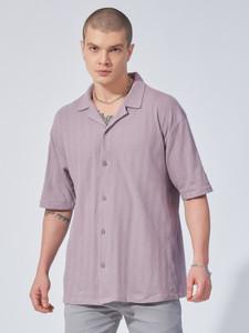 MANIAC Men Solid Casual Purple Shirt
