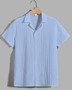 Praizy Men Striped Casual Light Blue Shirt