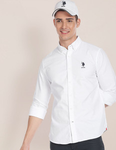 U.S. POLO ASSN. Men Solid Casual White Shirt