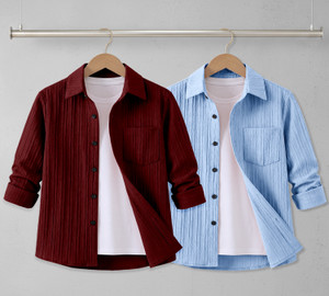 HASTITAG Boys Self Design Casual Multicolor Shirt