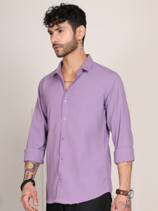METRONAUT Men Solid Casual Purple Shirt
