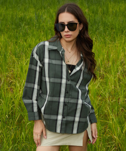 CAMPUS SUTRA Women Checkered Casual Green Shirt