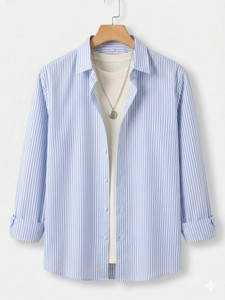 METRONAUT Men Striped Light Blue Shirt - Image 3