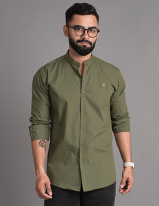 FUBAR Men Solid Casual Light Green Shirt