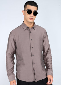 FLYING MACHINE Men Solid Casual Grey Shirt