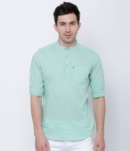 HIGHLANDER Men Solid Casual Light Green Shirt