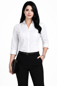 NABAERA Women Solid Formal White Shirt