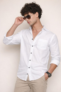 Tanip Men Solid Casual White Shirt
