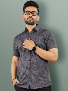 VeBNoR Men Printed Casual Grey Shirt