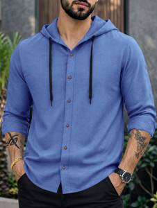 EyeBogler Men Solid Casual Dark Blue Shirt