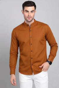 VAAADDO Men Solid Casual Brown Shirt