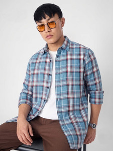Roadster Men Checkered Casual Blue Shirt - Image 6