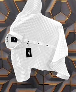 COMBRAIDED Men Self Design Casual White Shirt