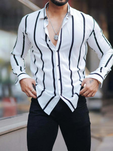 Marmic Fab Men Printed Casual White Shirt