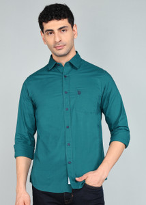 U.S. POLO ASSN. Men Solid Casual Light Green Shirt