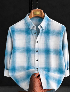 Solbiza Men Checkered White, Blue Shirt - Image 4