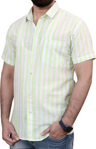 Auzaai Collections Men Striped Casual Light Green Shirt