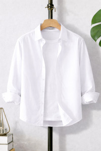 TorontoCN Men Solid Casual White Shirt - Image 4