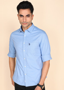 U.S. POLO ASSN. Men Solid Casual Light Blue Shirt