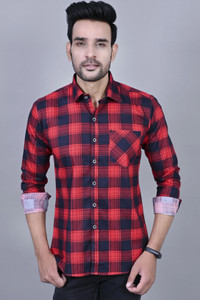BlackLilly Men Checkered Casual Red Shirt