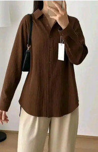 ShyamExpert Women Solid Casual Brown Shirt