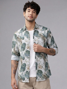 METRONAUT Men Printed Casual Green Shirt