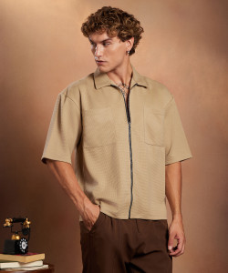 CAMPUS SUTRA Men Solid Casual Beige Shirt