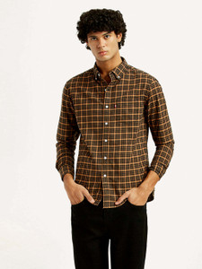 LEVI'S Men Checkered Casual Brown, Black Shirt