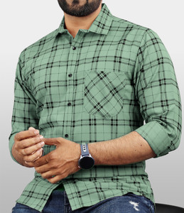 Surhi Women Checkered Casual Light Green Shirt