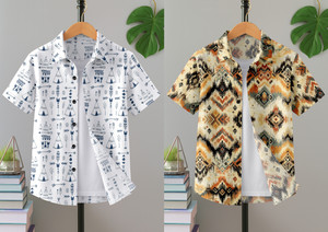 BHUVA ENTERPRISE Boys Graphic Print, Floral Print Casual Multicolor Shirt