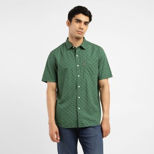 LEVI'S Men Graphic Print Casual Green Shirt