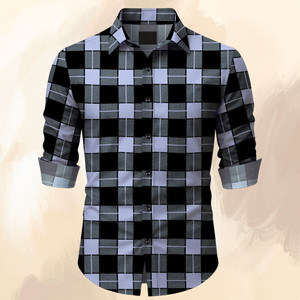RUGRIX Men Checkered Casual Grey Shirt