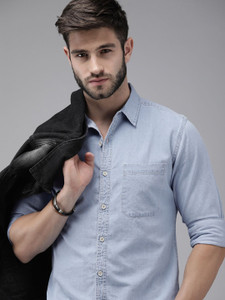 Roadster Men Washed Casual Blue Shirt