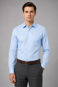 AntlersGuild Men Solid Formal Blue Shirt